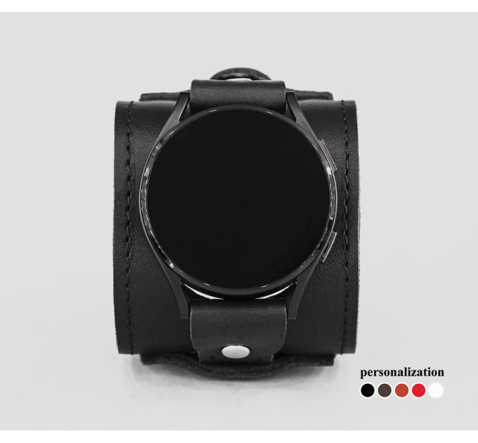 Leather cuff band compatible with Samsung and other Smart watches strap, Handmade UA code 2330st