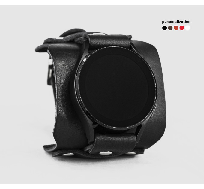 Leather cuff band compatible with Samsung and other Smart watches strap, Handmade UA code 2335