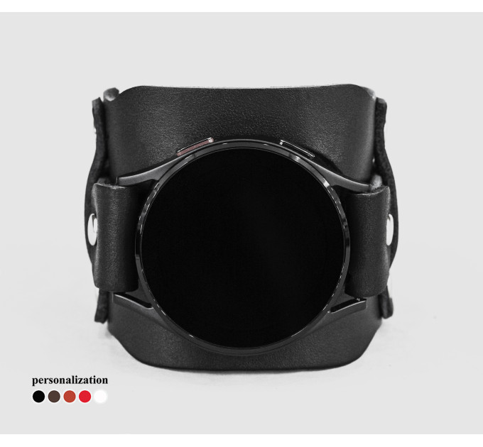 Leather cuff band compatible with Samsung and other Smart watches strap, Handmade UA code 2335
