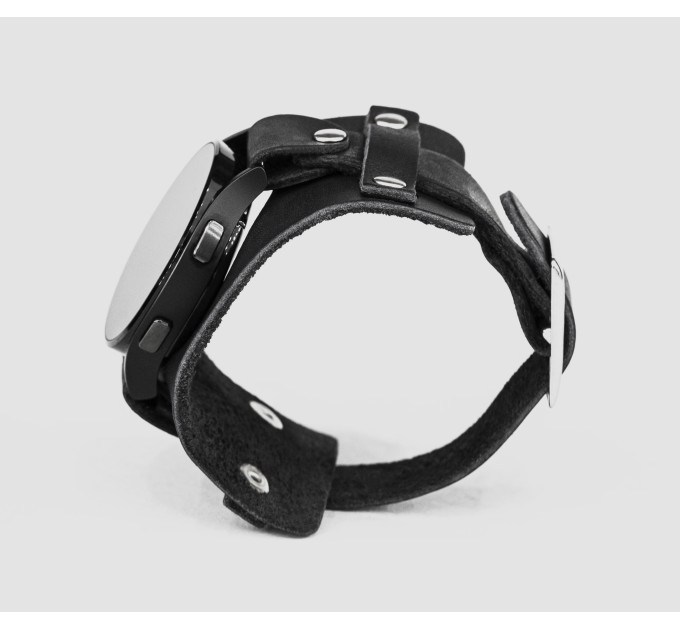 Leather cuff band compatible with Samsung and other Smart watches strap, Handmade UA code 2335