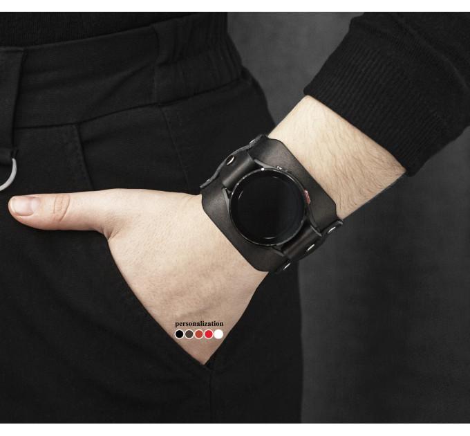 Leather cuff band compatible with Samsung and other Smart watches strap, Handmade UA code 2335