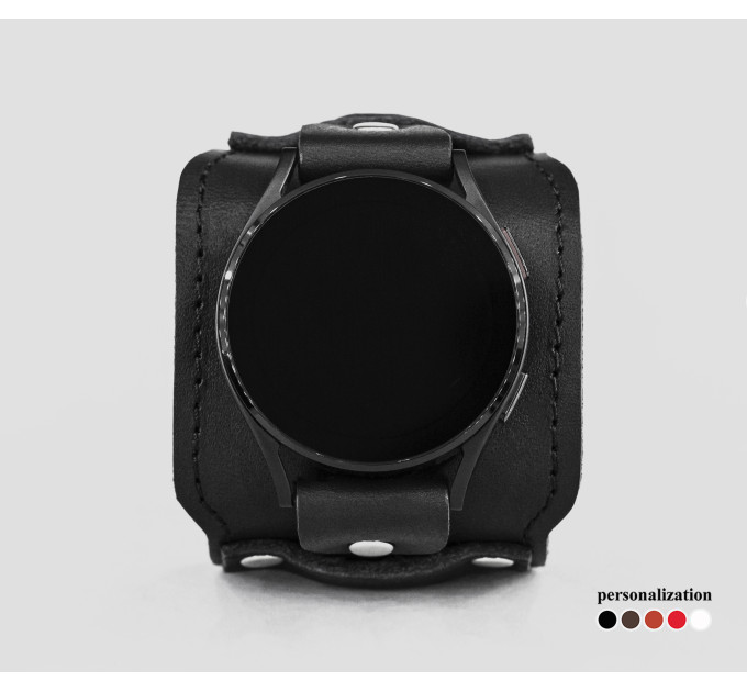 Leather cuff band compatible with Samsung and other Smart watches strap, Handmade UA code 2335st