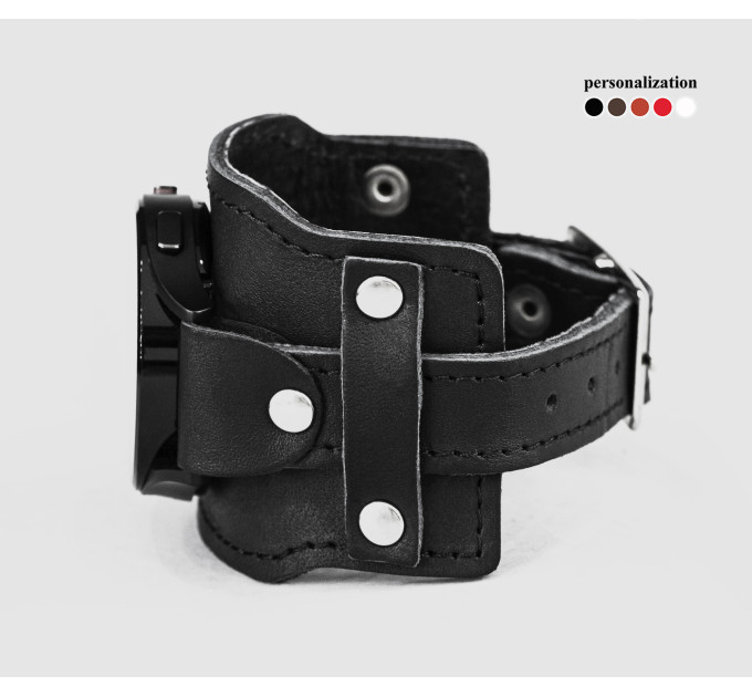 Leather cuff band compatible with Samsung and other Smart watches strap, Handmade UA code 2335st