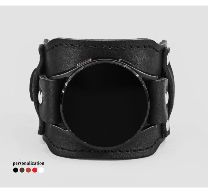 Leather cuff band compatible with Samsung and other Smart watches strap, Handmade UA code 2335st
