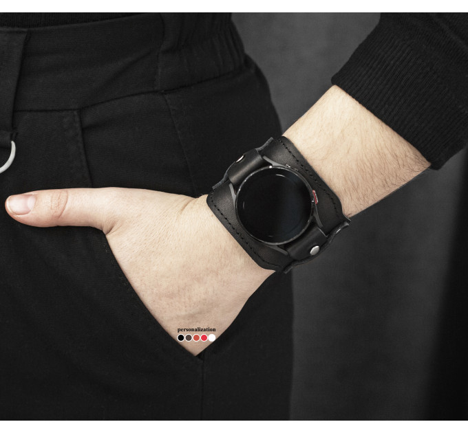 Leather cuff band compatible with Samsung and other Smart watches strap, Handmade UA code 2335st