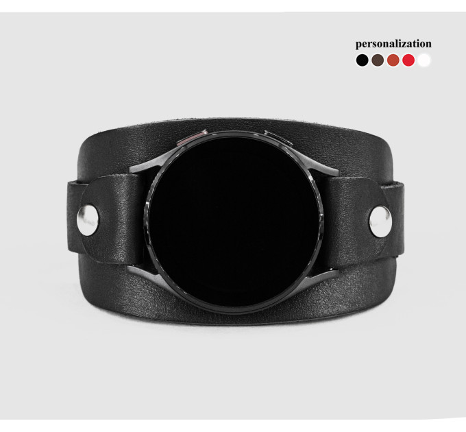 Leather cuff band compatible with Samsung and other Smart watches strap, Handmade UA code 2357