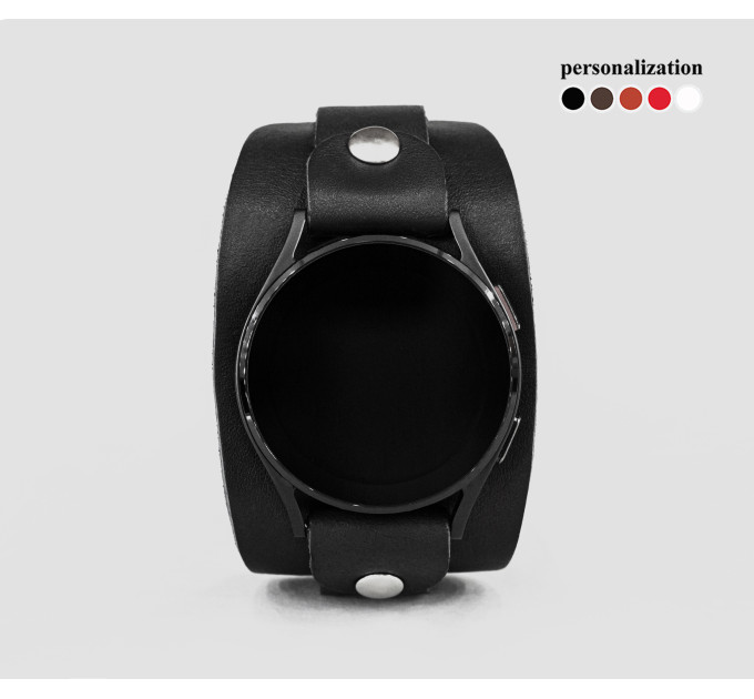 Leather cuff band compatible with Samsung and other Smart watches strap, Handmade UA code 2357
