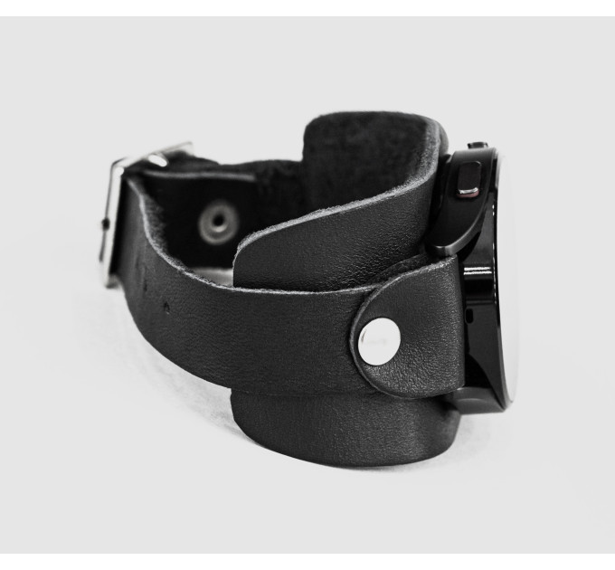 Leather cuff band compatible with Samsung and other Smart watches strap, Handmade UA code 2357