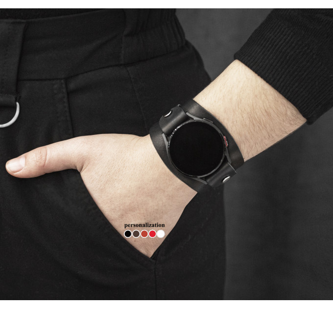 Leather cuff band compatible with Samsung and other Smart watches strap, Handmade UA code 2357