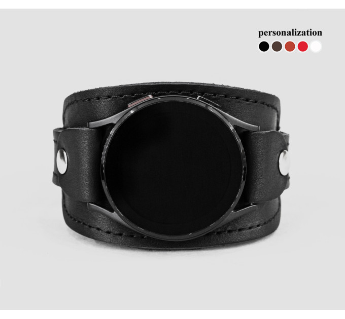 Leather cuff band compatible with Samsung and other Smart watches strap, Handmade UA code 2357st