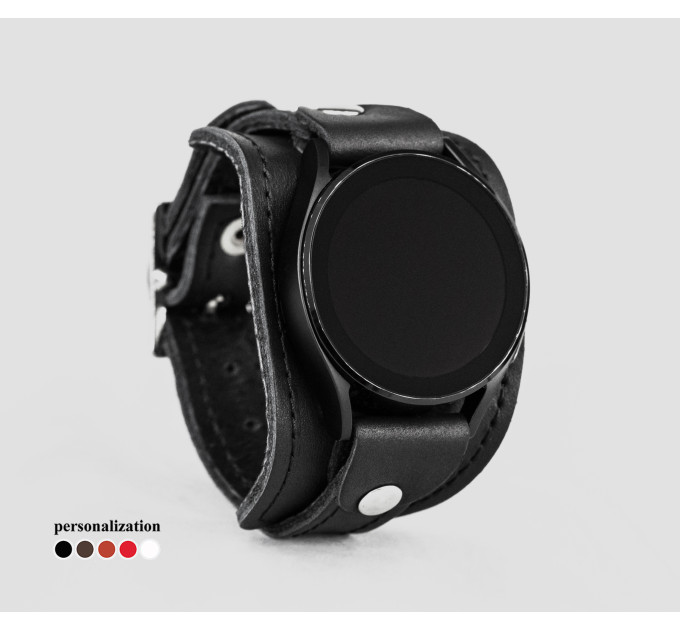 Leather cuff band compatible with Samsung and other Smart watches strap, Handmade UA code 2357st