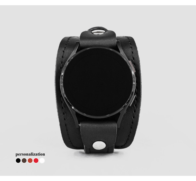 Leather cuff band compatible with Samsung and other Smart watches strap, Handmade UA code 2357st