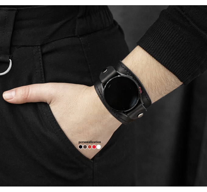 Leather cuff band compatible with Samsung and other Smart watches strap, Handmade UA code 2357st