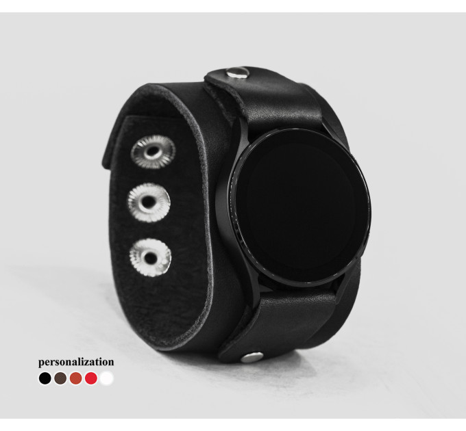 Leather cuff band compatible with Samsung and other Smart watches strap, Handmade UA code 2362
