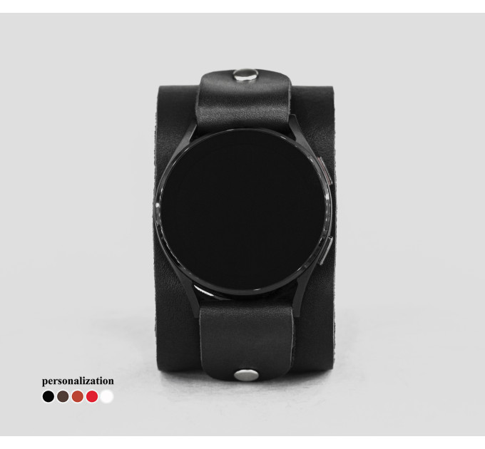 Leather cuff band compatible with Samsung and other Smart watches strap, Handmade UA code 2362