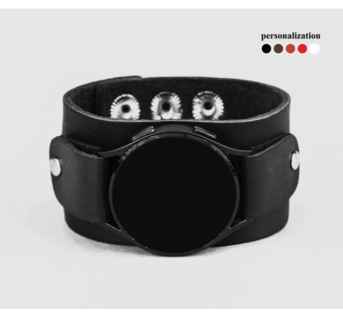 Leather cuff band compatible with Samsung and other Smart watches strap, Handmade UA code 2362