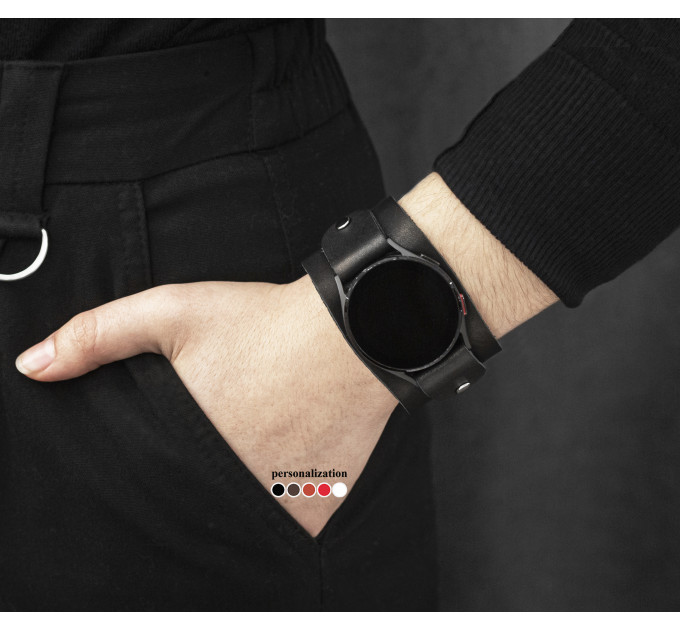 Leather cuff band compatible with Samsung and other Smart watches strap, Handmade UA code 2362
