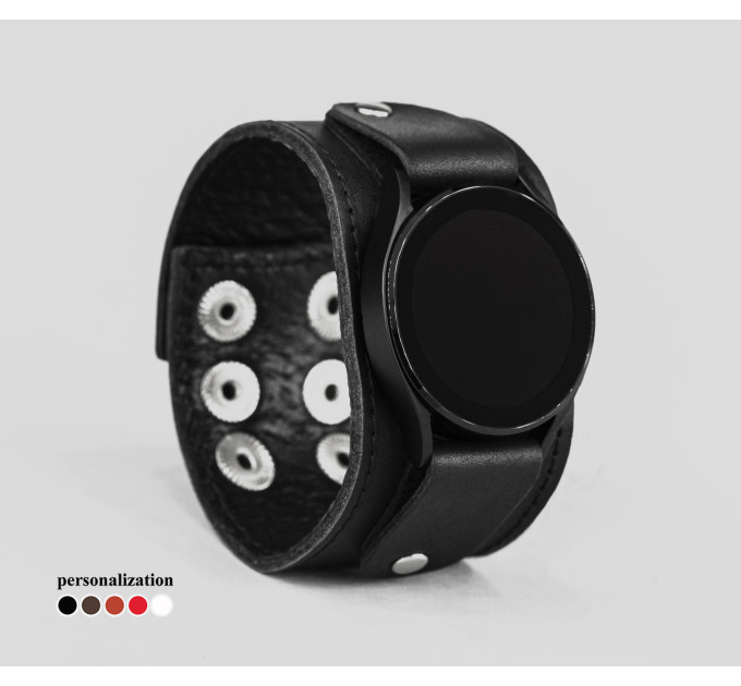 Leather cuff band compatible with Samsung and other Smart watches strap, Handmade UA code 2362st