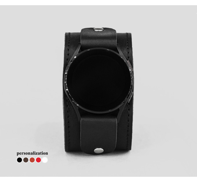 Leather cuff band compatible with Samsung and other Smart watches strap, Handmade UA code 2362st