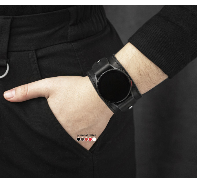 Leather cuff band compatible with Samsung and other Smart watches strap, Handmade UA code 2362st