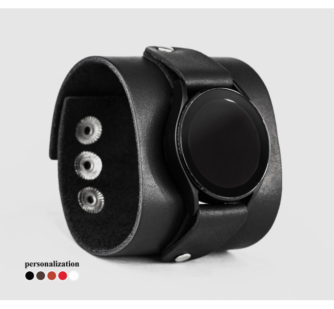 Leather cuff band compatible with Samsung and other Smart watches strap, Handmade UA code 2363