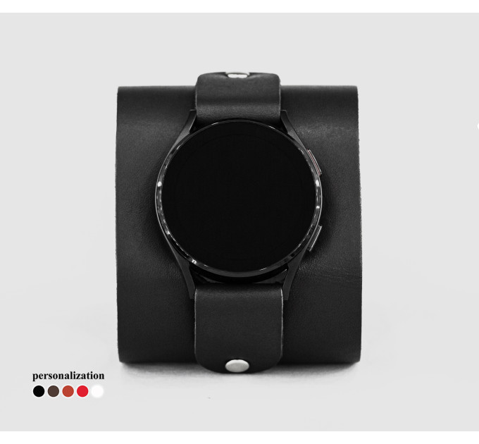 Leather cuff band compatible with Samsung and other Smart watches strap, Handmade UA code 2363