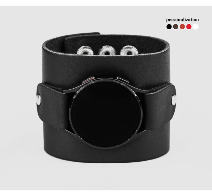 Leather cuff band compatible with Samsung and other Smart watches strap, Handmade UA code 2363