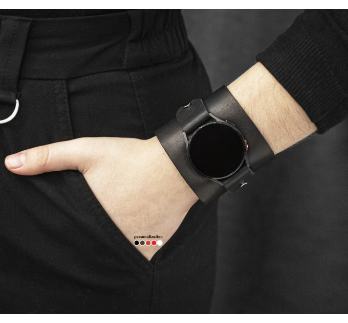 Leather cuff band compatible with Samsung and other Smart watches strap, Handmade UA code 2363