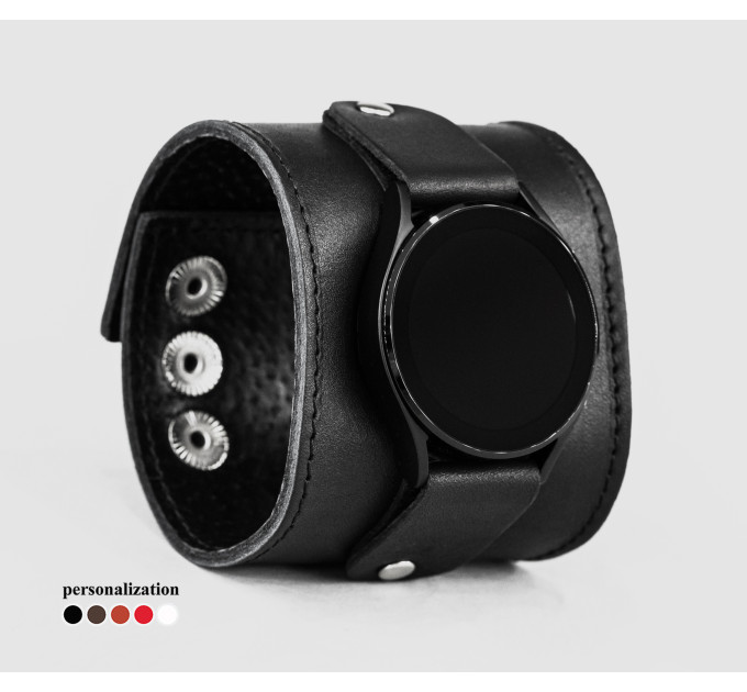 Leather cuff band compatible with Samsung and other Smart watches strap, Handmade UA code 2363st