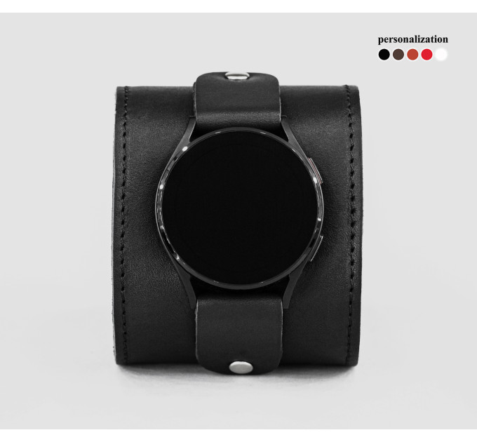 Leather cuff band compatible with Samsung and other Smart watches strap, Handmade UA code 2363st