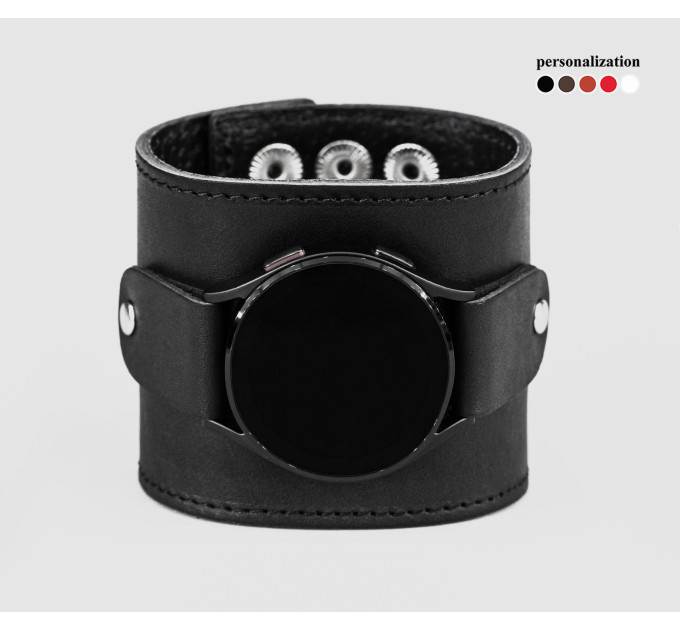 Leather cuff band compatible with Samsung and other Smart watches strap, Handmade UA code 2363st