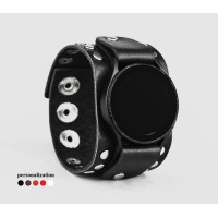 Leather cuff band compatible with Samsung and other Smart watches strap, Handmade UA code 2364