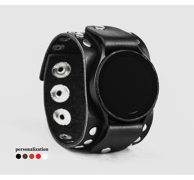 Leather cuff band compatible with Samsung and other Smart watches strap, Handmade UA code 2364