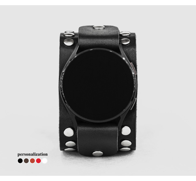 Leather cuff band compatible with Samsung and other Smart watches strap, Handmade UA code 2364