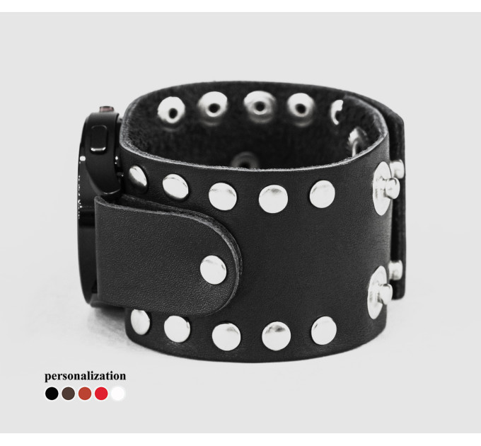 Leather cuff band compatible with Samsung and other Smart watches strap, Handmade UA code 2364