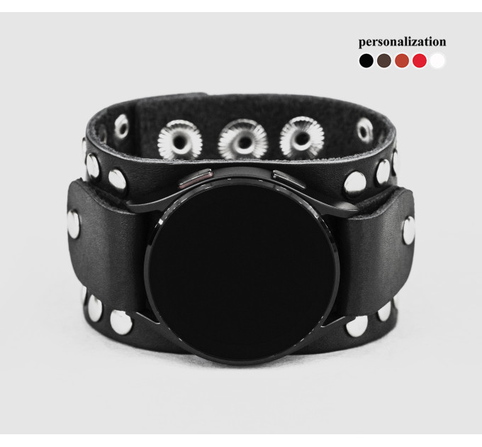 Leather cuff band compatible with Samsung and other Smart watches strap, Handmade UA code 2364