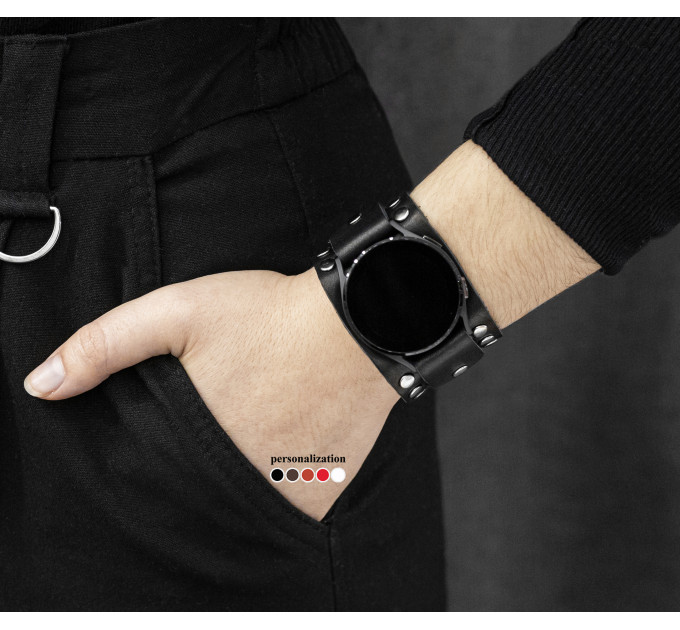 Leather cuff band compatible with Samsung and other Smart watches strap, Handmade UA code 2364