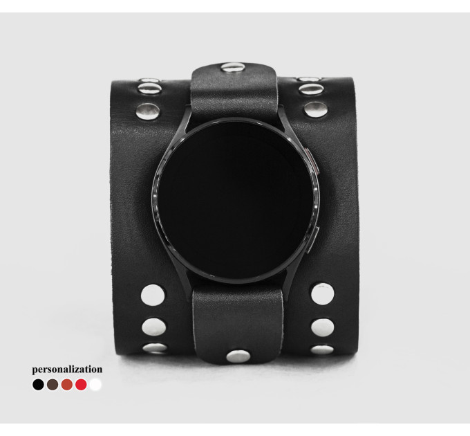 Leather cuff band compatible with Samsung and other Smart watches strap, Handmade UA code 2365