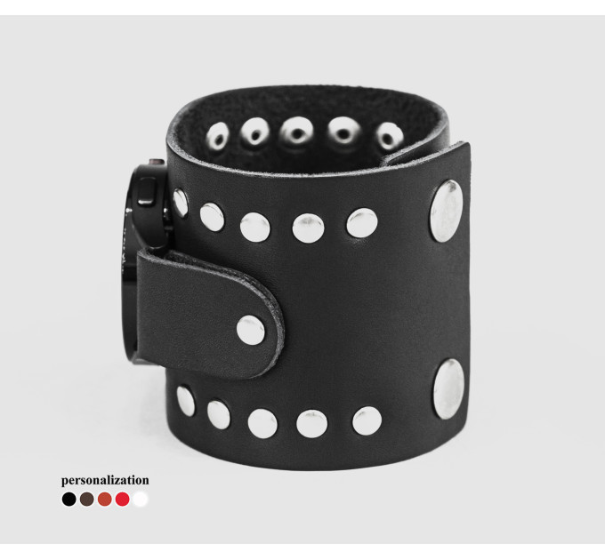 Leather cuff band compatible with Samsung and other Smart watches strap, Handmade UA code 2365