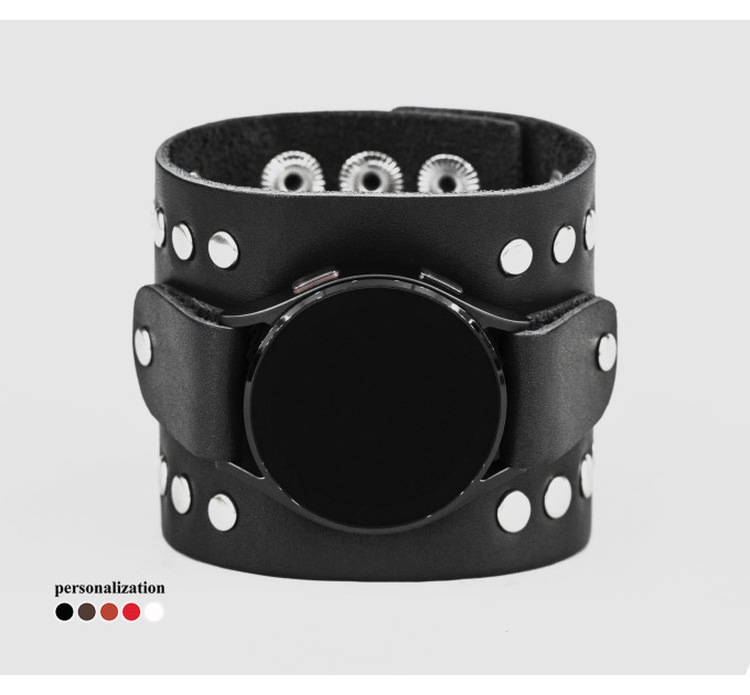 Leather cuff band compatible with Samsung and other Smart watches strap, Handmade UA code 2365