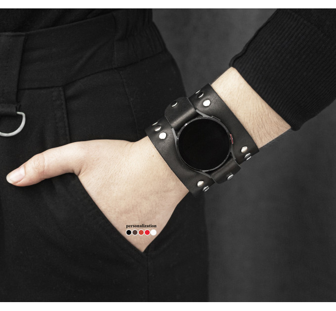 Leather cuff band compatible with Samsung and other Smart watches strap, Handmade UA code 2365