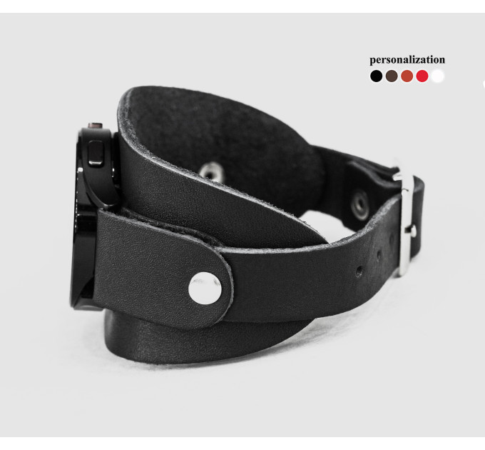 Leather cuff band compatible with Samsung and other Smart watches strap, Handmade UA code 2530