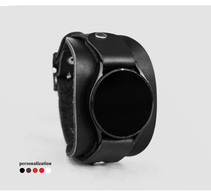 Leather cuff band compatible with Samsung and other Smart watches strap, Handmade UA code 2530