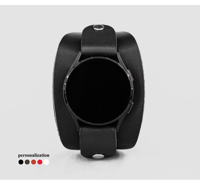 Leather cuff band compatible with Samsung and other Smart watches strap, Handmade UA code 2530