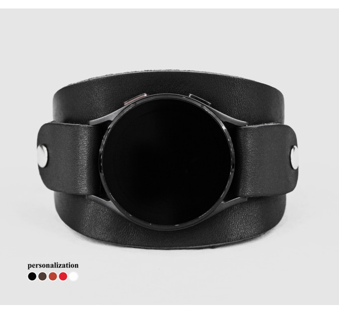 Leather cuff band compatible with Samsung and other Smart watches strap, Handmade UA code 2530