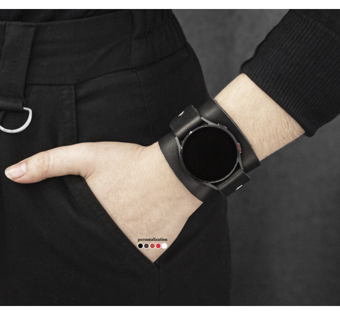 Leather cuff band compatible with Samsung and other Smart watches strap, Handmade UA code 2530