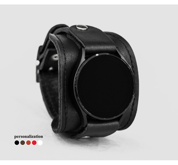 Leather cuff band compatible with Samsung and other Smart watches strap, Handmade UA code 2530st