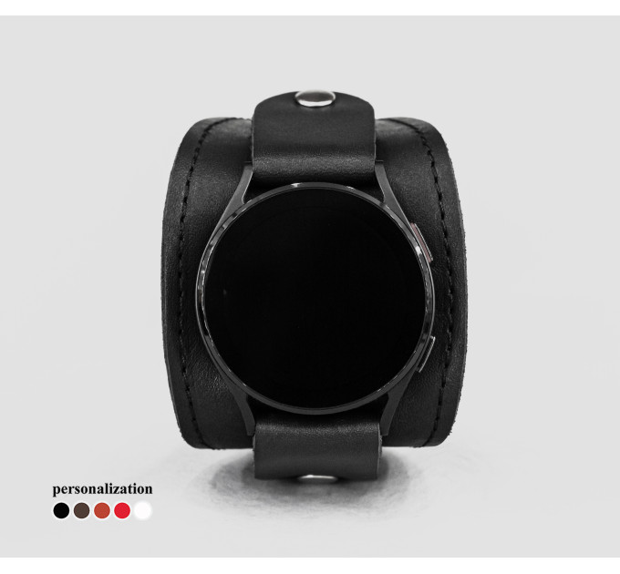 Leather cuff band compatible with Samsung and other Smart watches strap, Handmade UA code 2530st