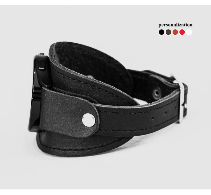 Leather cuff band compatible with Samsung and other Smart watches strap, Handmade UA code 2530st