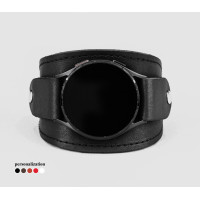 Leather cuff band compatible with Samsung and other Smart watches strap, Handmade UA code 2530st